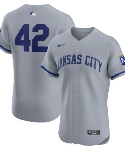 Kansas City Royals Nike Road 2024 Jackie Robinson Day Elite Jersey - Gray