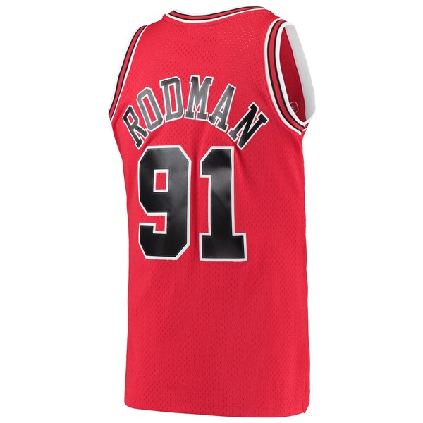 Dennis Rodman Chicago Bulls Hardwood Classics Swingman Jersey - Red/Black - Image 4