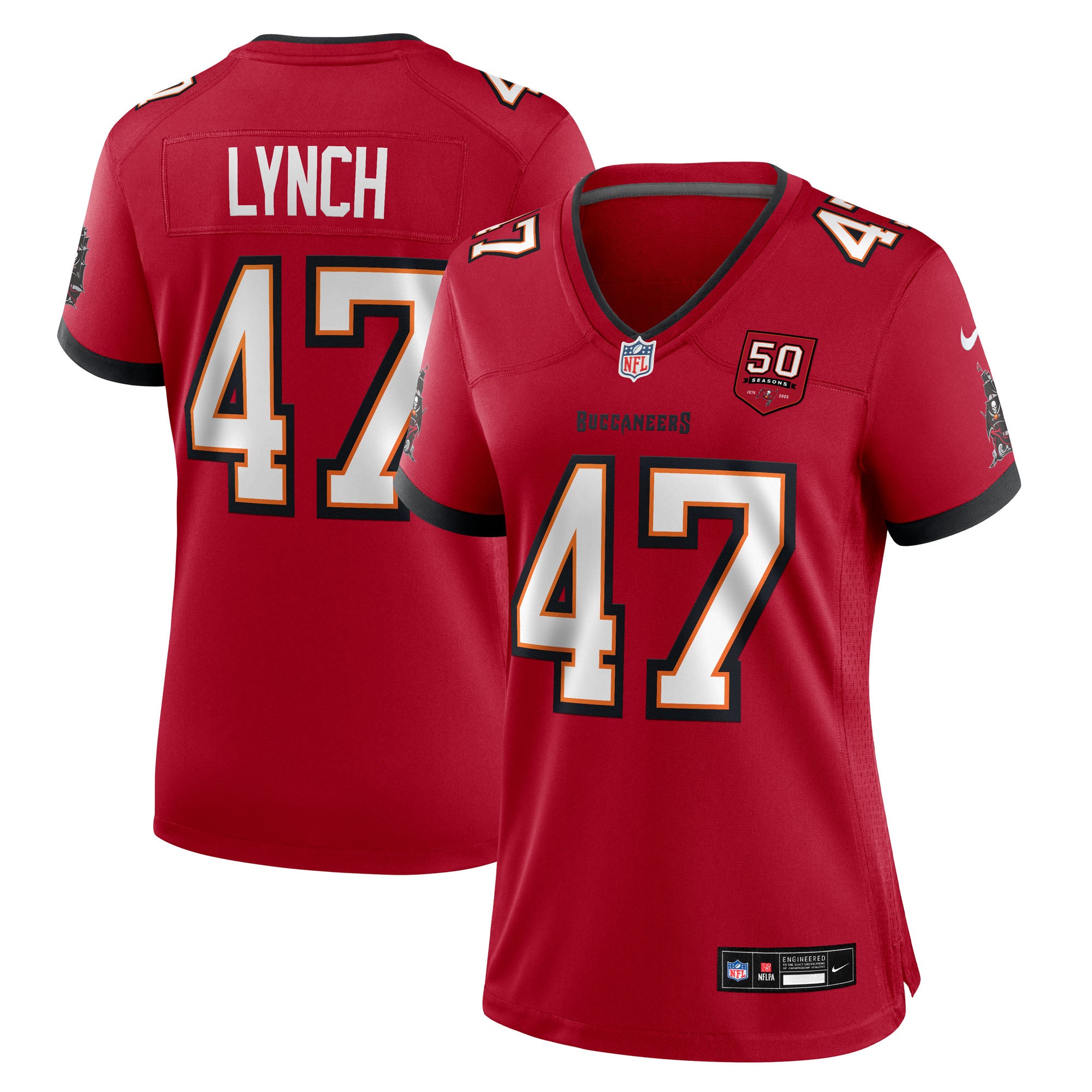 John Lynch Tampa Bay Buccaneers Nike Women's 50th Season Game Jersey - Creamsicle/Red - Image 6