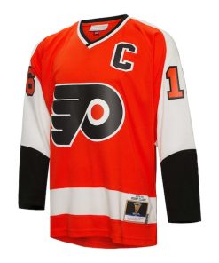 Alternative view of Bobby Clarke Philadelphia Flyers Captain Patch 1974/75 Blue Line Player Jersey - Orange