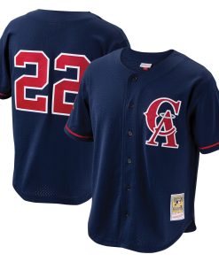 Bo Jackson California Angels Cooperstown Collection Mesh Batting Practice Button-Up Jersey - Navy