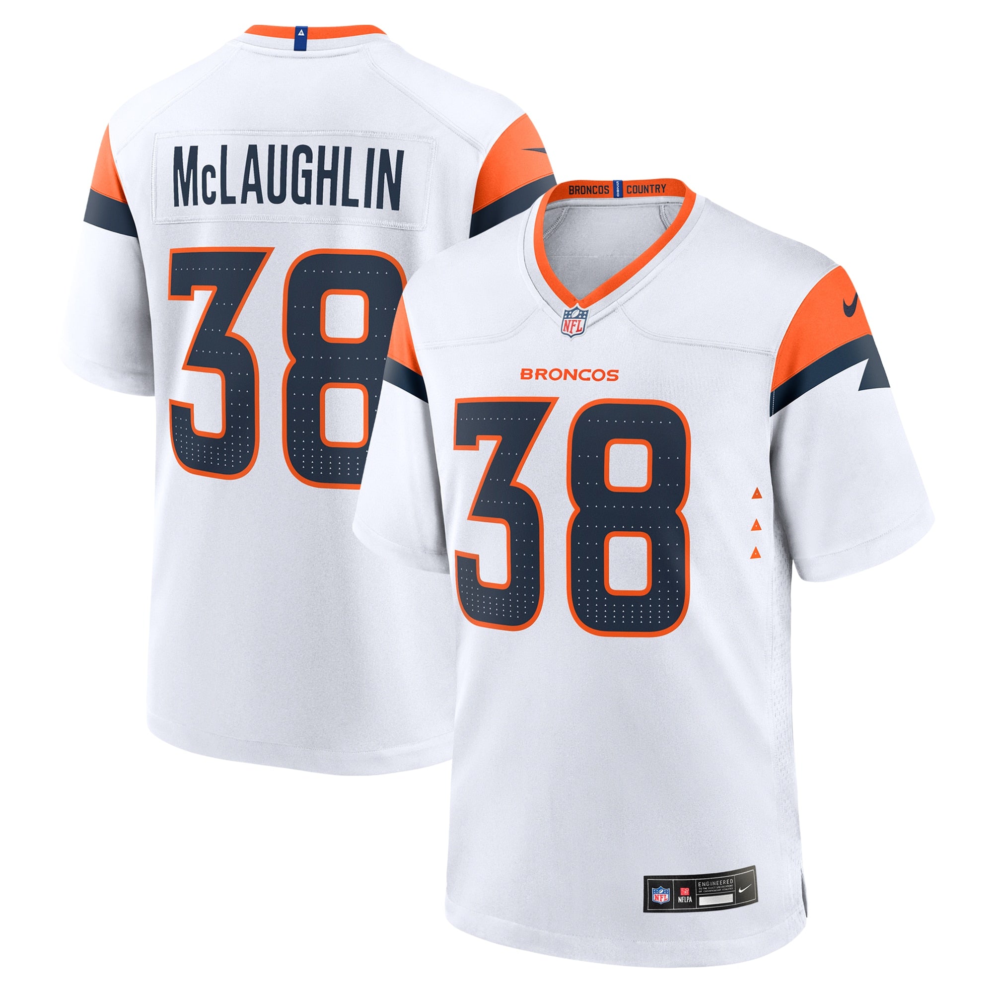 Jaleel McLaughlin Denver Broncos Nike Team Game Jersey - Orange/Navy/White - Image 12