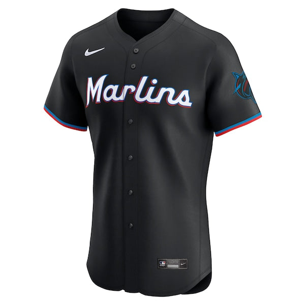 Miami Marlins Nike Alternate Vapor Premier Elite Patch Jersey - Black - Image 2