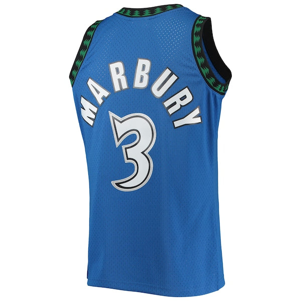 Stephon Marbury Minnesota Timberwolves 1996/97 Hardwood Classics Swingman Jersey - Blue - Image 3