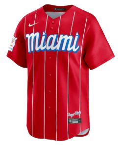 Alternative view of Jazz Chisholm Jr. Miami Marlins Nike City Connect Limited Player Jersey - Red