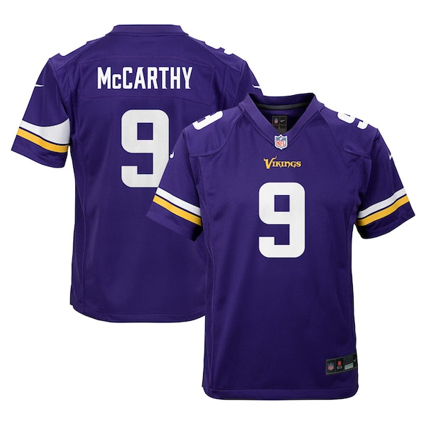 J.J. McCarthy Minnesota Vikings Nike Youth Team Player Game Jersey - Purple/White - Image 2