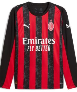 Alternative view of Rafael Le?o AC Milan Puma 2025/26 Home Replica Long Sleeve Player Jersey - Red
