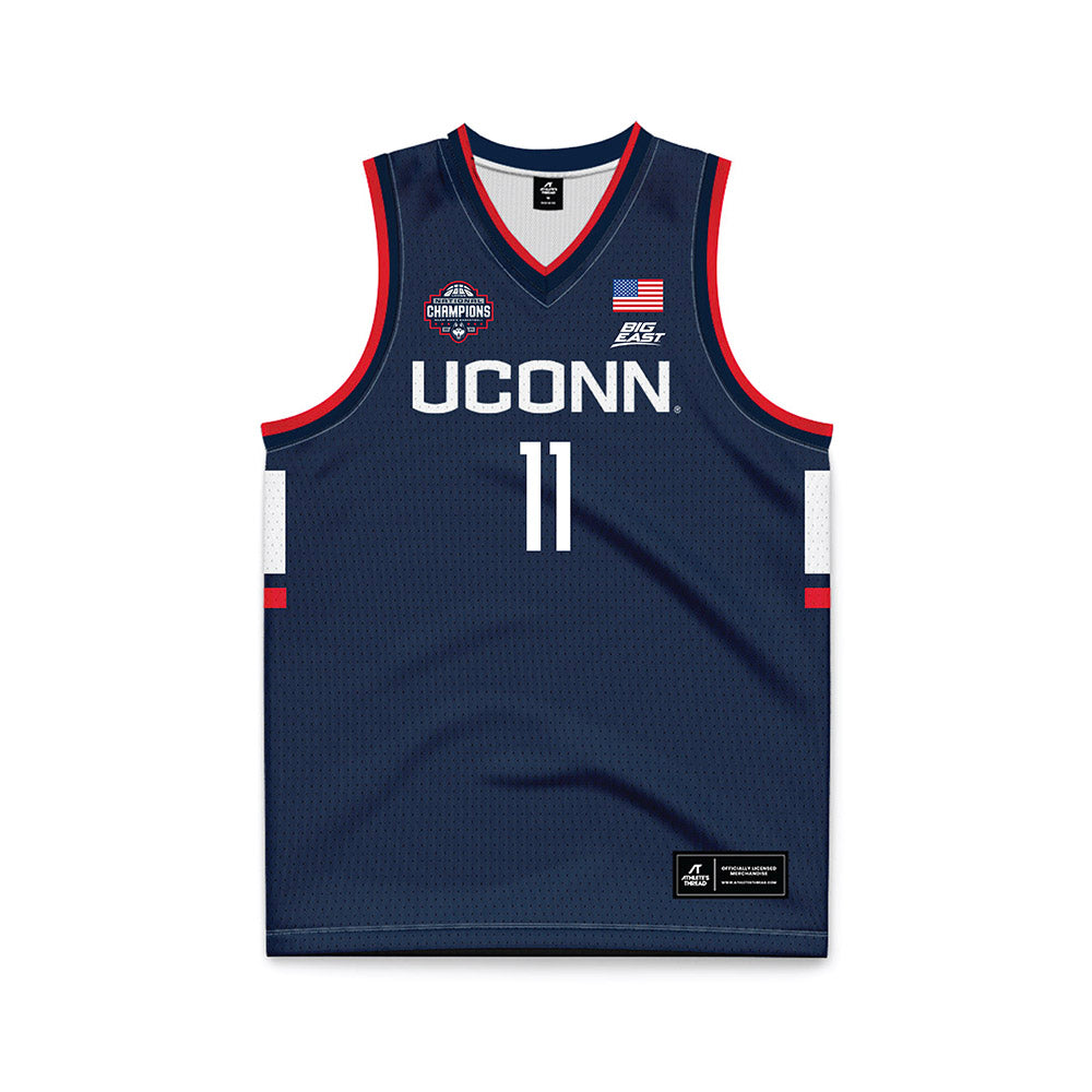 NCAA Men's Basketball : Alex Karaban - National Champions Navy Basketball Jersey - Image 2