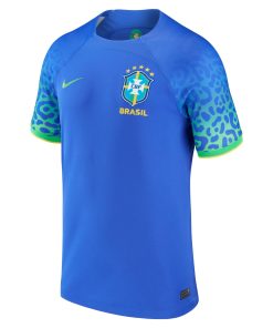 Alternative view of Custom Brazil National Team Nike 2022/23 Away Breathe Stadium Replica Blank Jersey - Blue