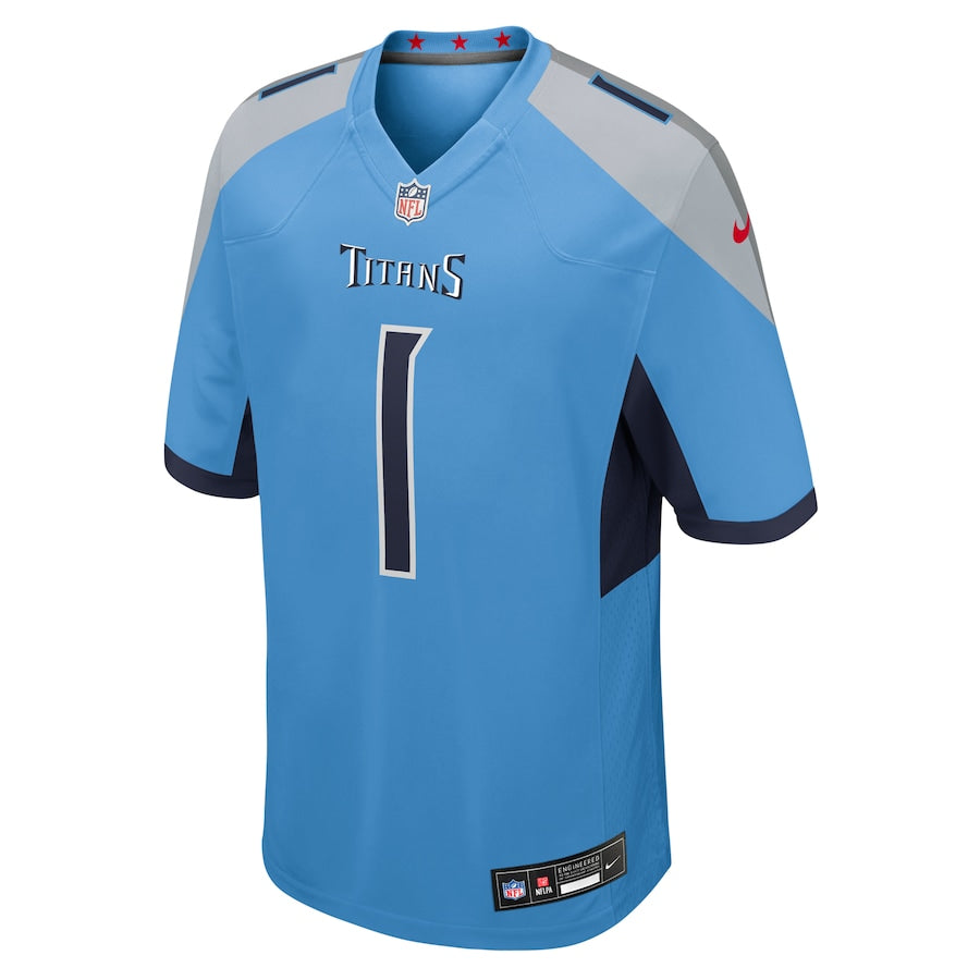 Cameron Ward Tennessee Titans Nike 2025 NFL Draft First Round Pick No. 1 Game Jersey - Light Blue - Image 2