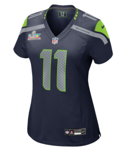 Alternative view of Women's Seattle Seahawks Jaxon Smith-Njigba Nike College Navy Super Bowl LX Patch Game Jersey