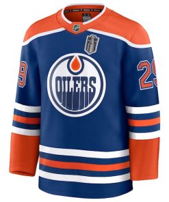 Alternative view of Leon Draisaitl Edmonton Oilers  2025 Stanley Cup Final Home Premium Jersey - Royal