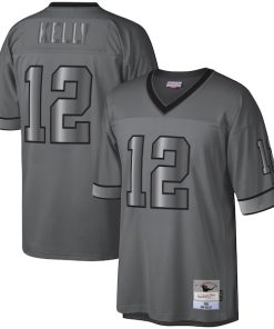 Jim Kelly Buffalo Bills 1990 Retired Player Metal Legacy Jersey - Charcoal