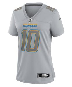 Alternative view of Justin Herbert Los Angeles Chargers Nike Women's Atmosphere Fashion Game Jersey - Gray