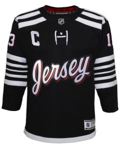 Alternative view of Nico Hischier New Jersey Devils Youth 2021/22 Alternate Premier Player Jersey - Black