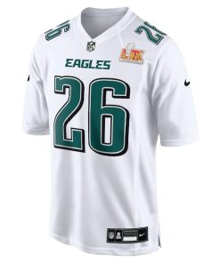 Alternative view of Saquon Barkley Philadelphia Eagles Nike Super Bowl LIX Fashion Game Player Jersey - Tundra White