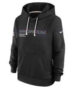 Alternative view of Denver Broncos Nike Women's 2025 NFL Crucial Catch Sideline Standard Issue Dri-FIT Hoodie - Black