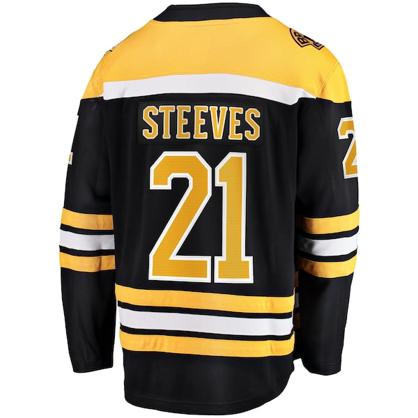 Alex Steeves Boston Bruins Home Breakaway Jersey - Black - Image 3