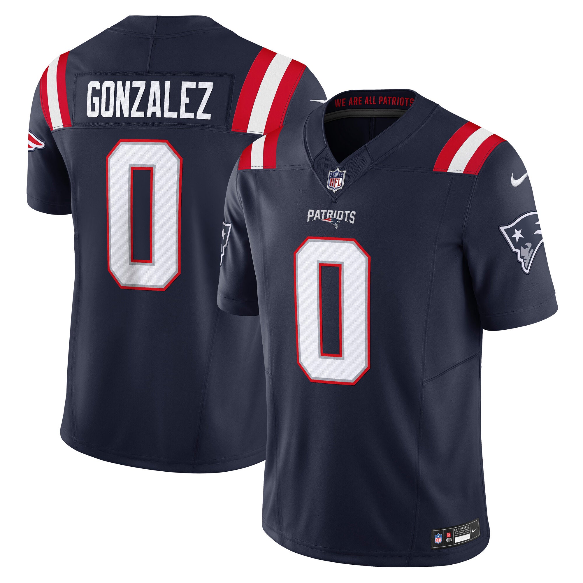 Christian Gonzalez New England Patriots Nike Alternate Vapor F.U.S.E. Limited Jersey - Red/Navy - Image 6