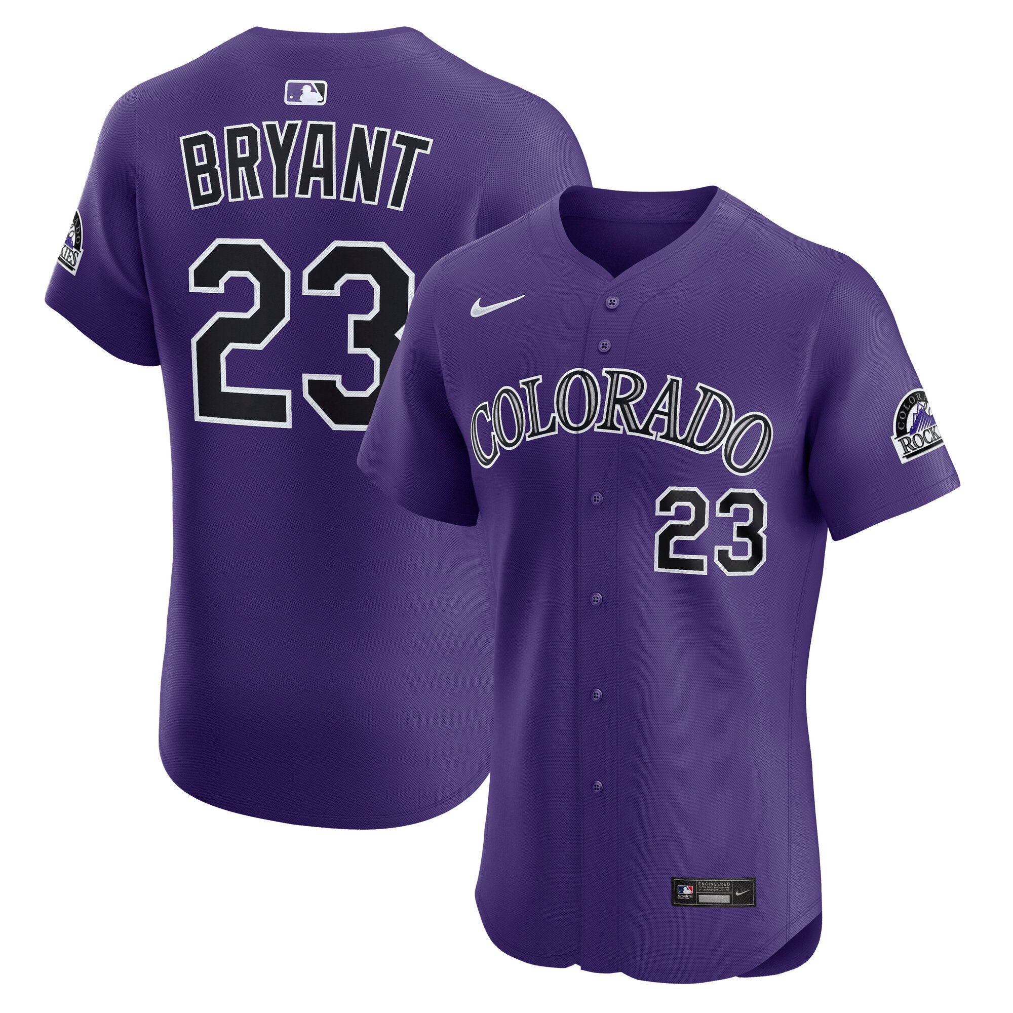 Kris Bryant Colorado Rockies Nike Home ElitePlayer Jersey - White/Purple - Image 6