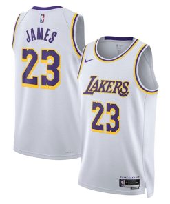 Alternative view of LeBron James Los Angeles Lakers Nike Unisex Swingman Jersey - Association Edition - White/Gold
