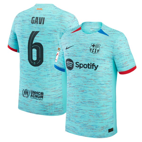 Gavi Barcelona Nike 2023/24 Third Authentic Jersey - Aqua/Royal/White