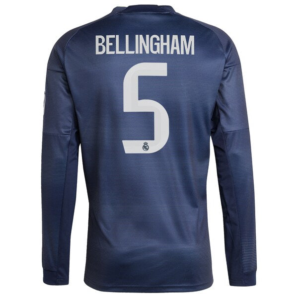 Jude Bellingham Los Merengues 2025/26 Away Long Sleeve Replica Jersey - Blue/White - Image 4