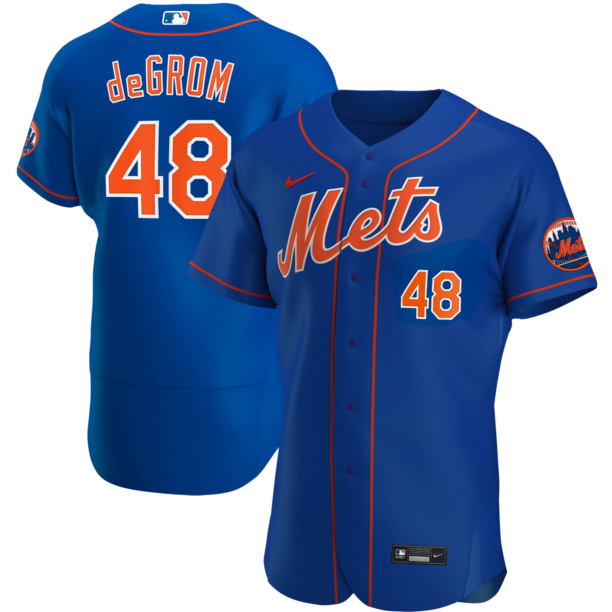 Jacob deGrom New York Mets Nike Home Authentic Player Jersey - White/Royal - Image 6