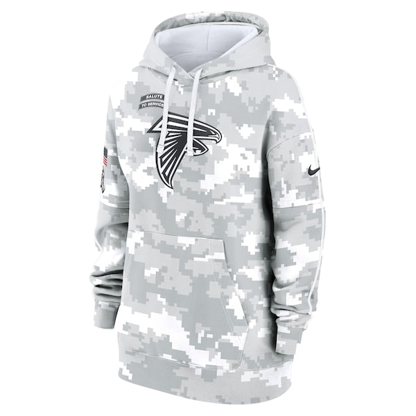 Atlanta Falcons Nike Women's 2024 Salute To Service Club Fleece Pullover Hoodie - Arctic Camo - Image 2