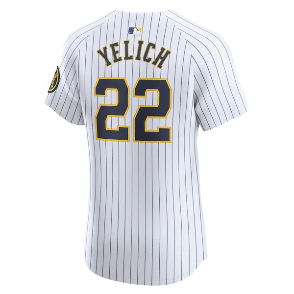 Christian Yelich Milwaukee Brewers Nike Alternate Alternate Elite Player Jersey - White - Image 4