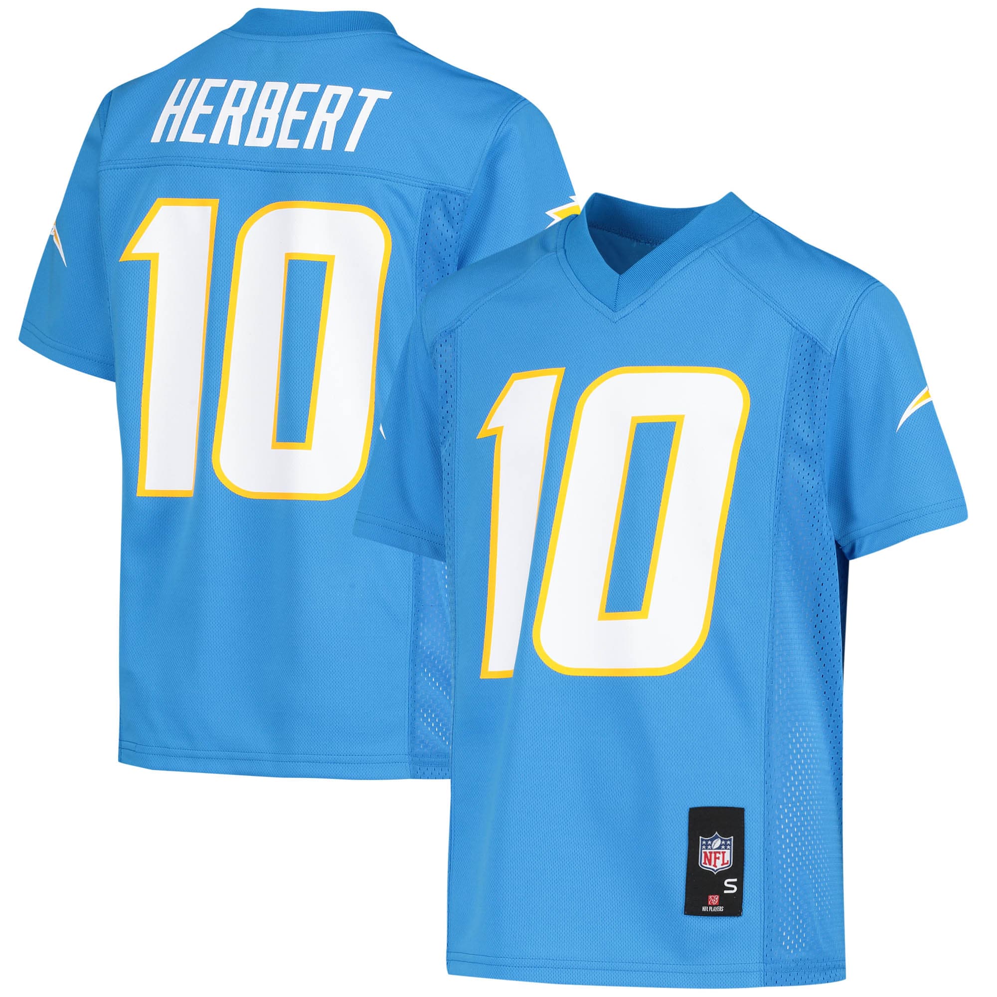 Justin Herbert Los Angeles Chargers Youth Replica Player Jersey - White/Powder Blue - Image 5
