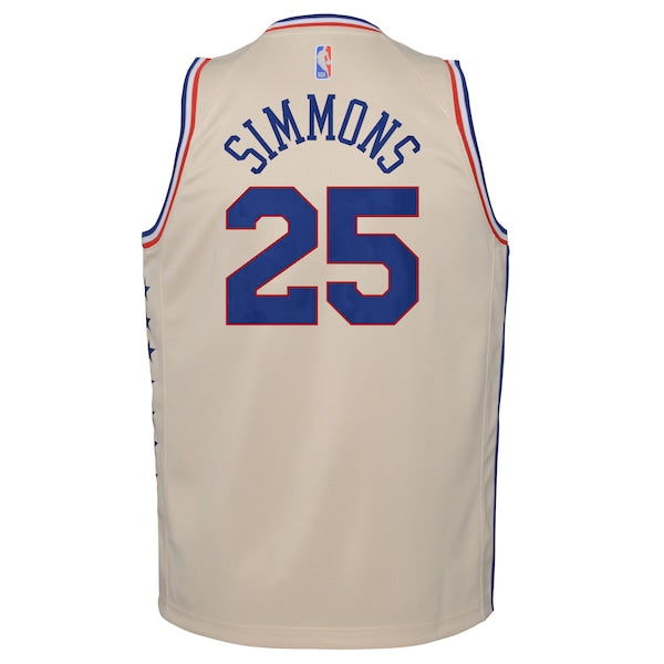 Ben Simmons Philadelphia 76ers Nike Youth 2020/21 Swingman Player Jersey Cream - Earned Edition - Image 3