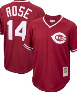 Pete Rose Cincinnati Reds Cooperstown Collection Mesh Batting Practice Jersey - Red
