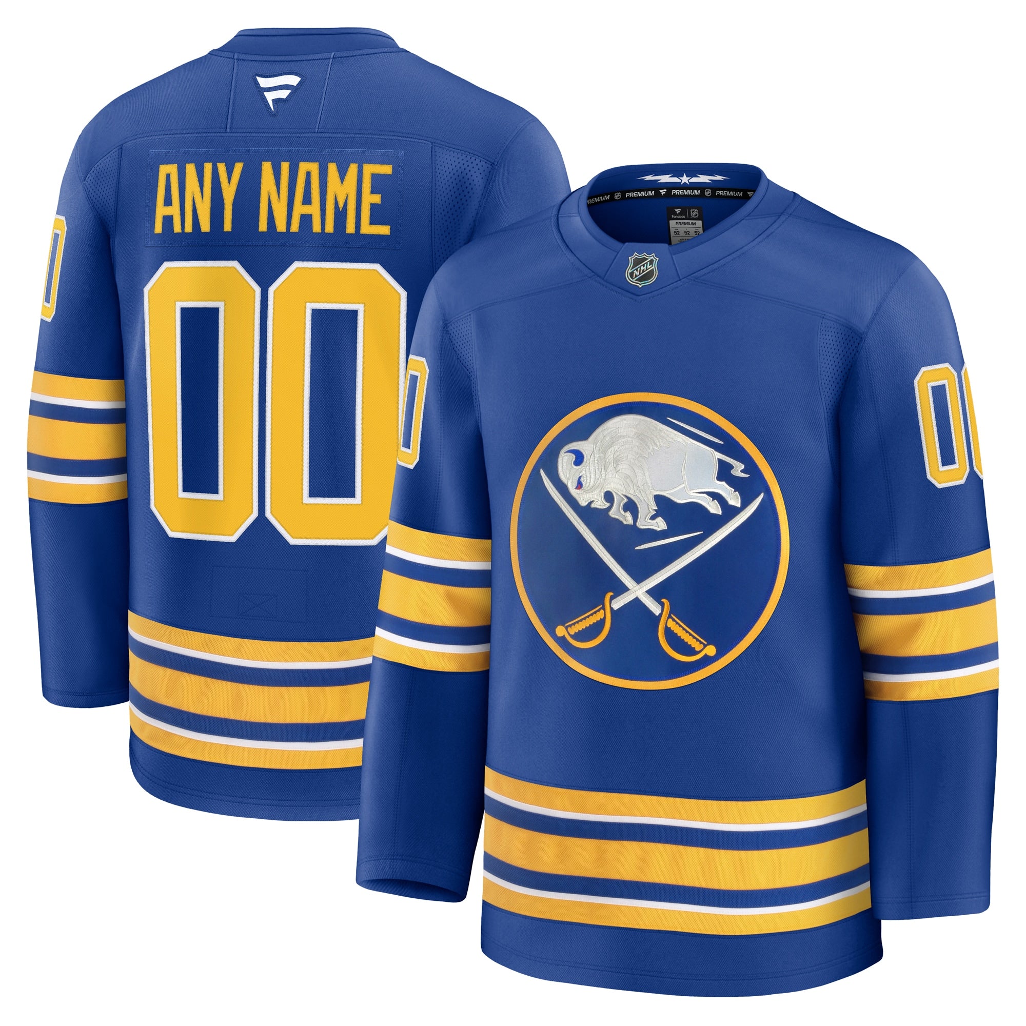 Buffalo Sabres Away Premium Custom Jersey - White/Black/Royal - Image 11