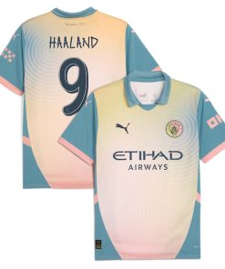 Alternative view of Erling Haaland Manchester City Puma 2024/25 Fourth Replica Player Jersey - Blue/Navy