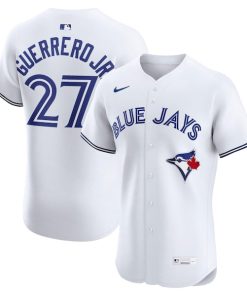 Alternative view of Vladimir Guerrero Jr. Toronto Blue Jays Nike Home Elite Jersey - White/Royal/Powder Blue