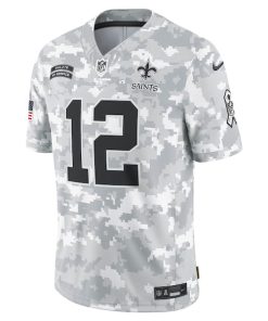 Alternative view of Chris Olave New Orleans Saints Nike 2024 Salute to Service Limited Jersey - Arctic Camo