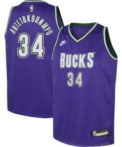 Giannis Antetokounmpo Milwaukee Bucks Nike Youth 2022/23 Swingman Jersey Purple - Classic Edition
