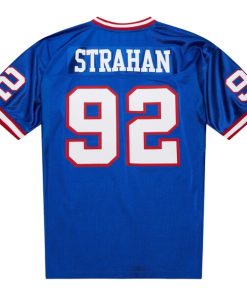Alternative view of Michael Strahan New York Giants 1993 Authentic Throwback Retired Player Jersey - Royal/White