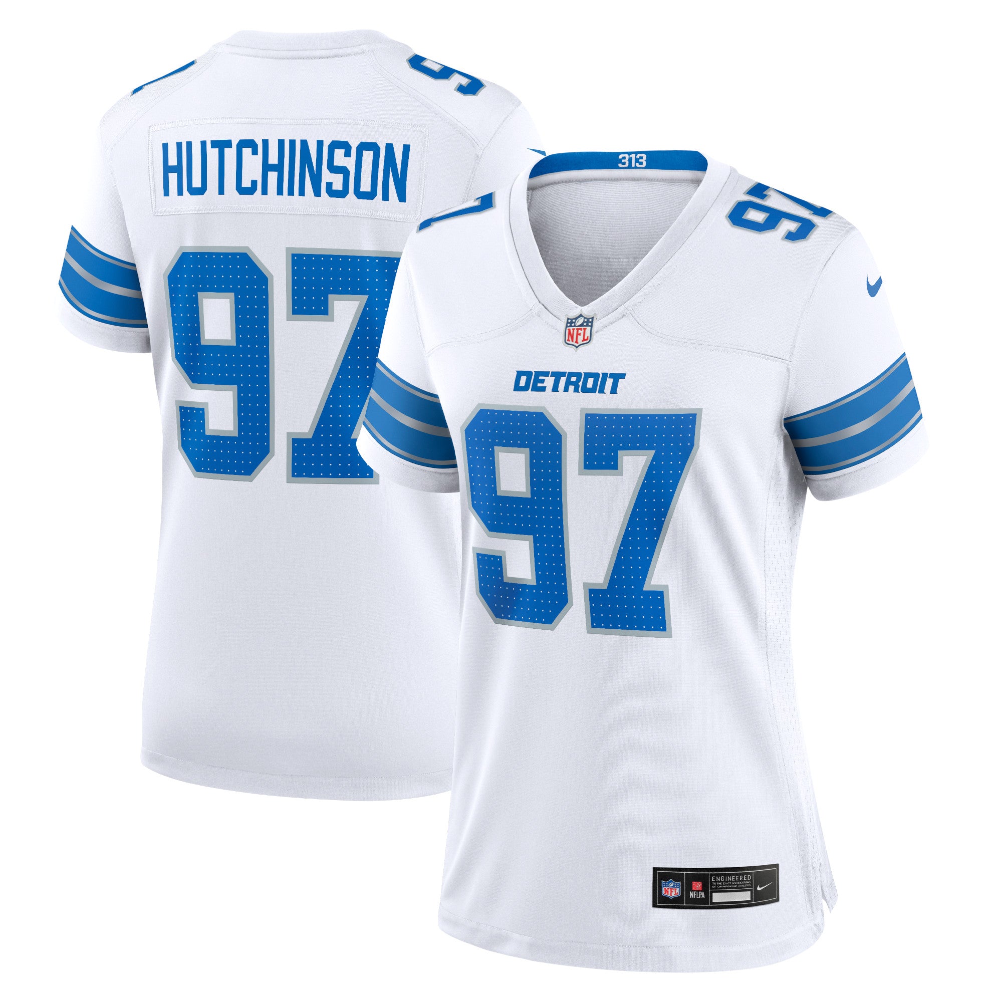 Aidan Hutchinson Detroit Lions Nike Women's Game Jersey - Blue/Black/White - Image 8