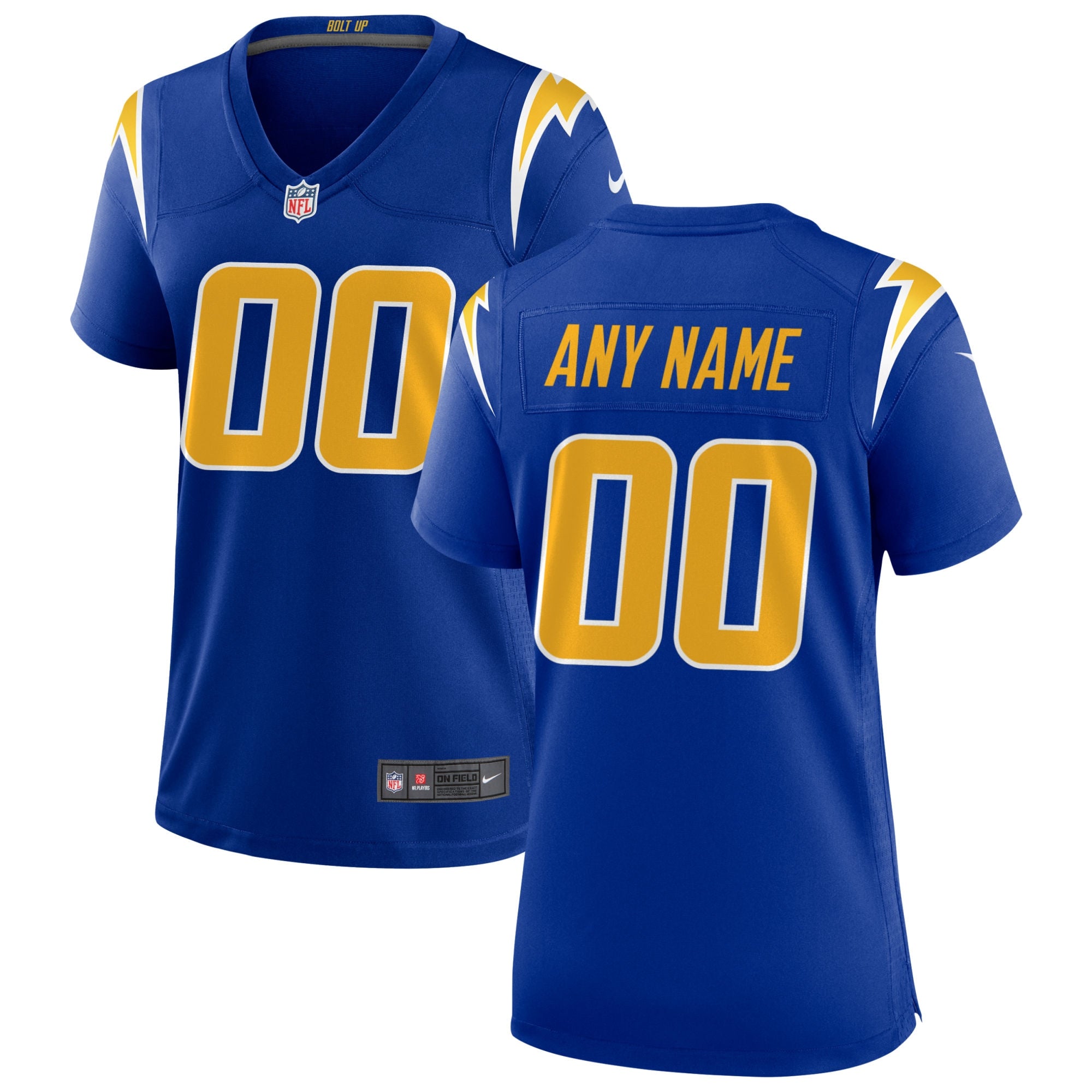 Los Angeles Chargers Nike Women's Alternate Charger Power Game Custom Jersey - Gold/Royal/Powder Blue - Image 3