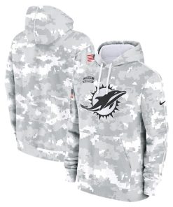 Miami Dolphins Nike 2024 Salute to Service Club Fleece Pullover Hoodie - Arctic Camo