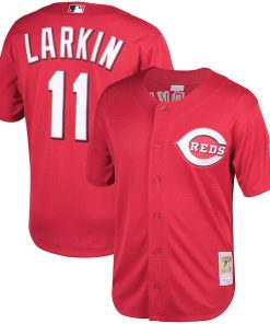 Barry Larkin Cincinnati Reds Throwback Cooperstown Mesh Batting Practice Jersey - Red
