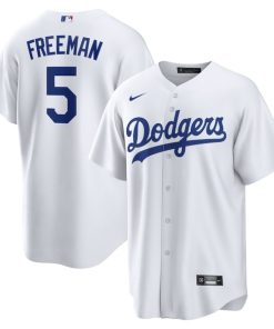 Alternative view of Freddie Freeman Los Angeles Dodgers Nike Replica Player Jersey - White/Royal