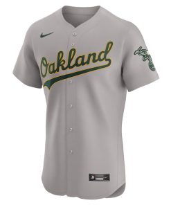 Alternative view of Oakland Athletics Nike Road Vapor Premier Elite Patch Jersey - Gray