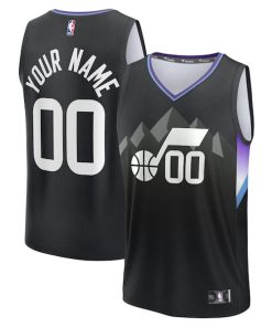 Utah Jazz  Youth Fast Break Custom Replica Jersey - Black  - Statement Edition