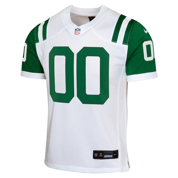 New York Jets Nike Youth Classic Alternate Custom Replica Jersey - White - Image 2