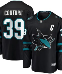 Alternative view of Logan Couture San Jose Sharks  Alternate Premier Breakaway Player Captain Jersey - Black/Teal