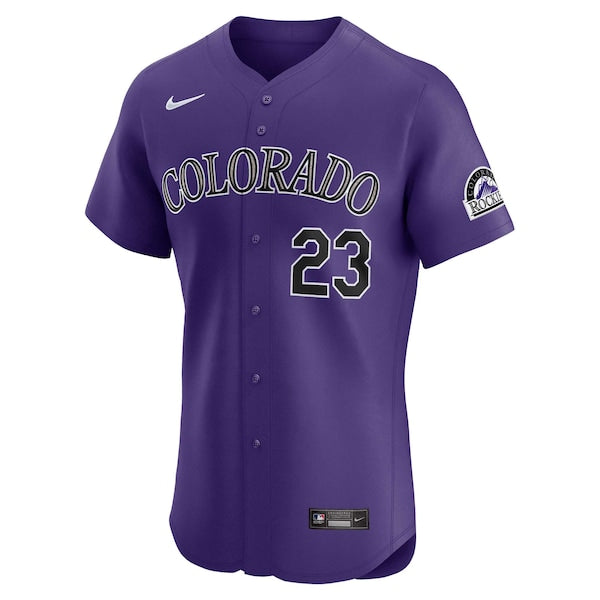 Kris Bryant Colorado Rockies Nike Alternate Elite Player Jersey - Purple - Image 3