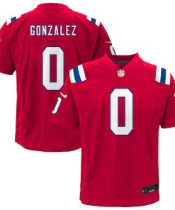 Christian Gonzalez New England Patriots Nike Youth Alternate Game Jersey - Red/Navy